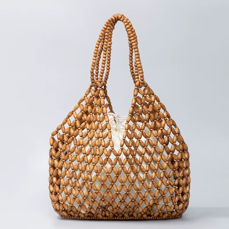 Sac à main en perles de bois tissé à la main pour femmes