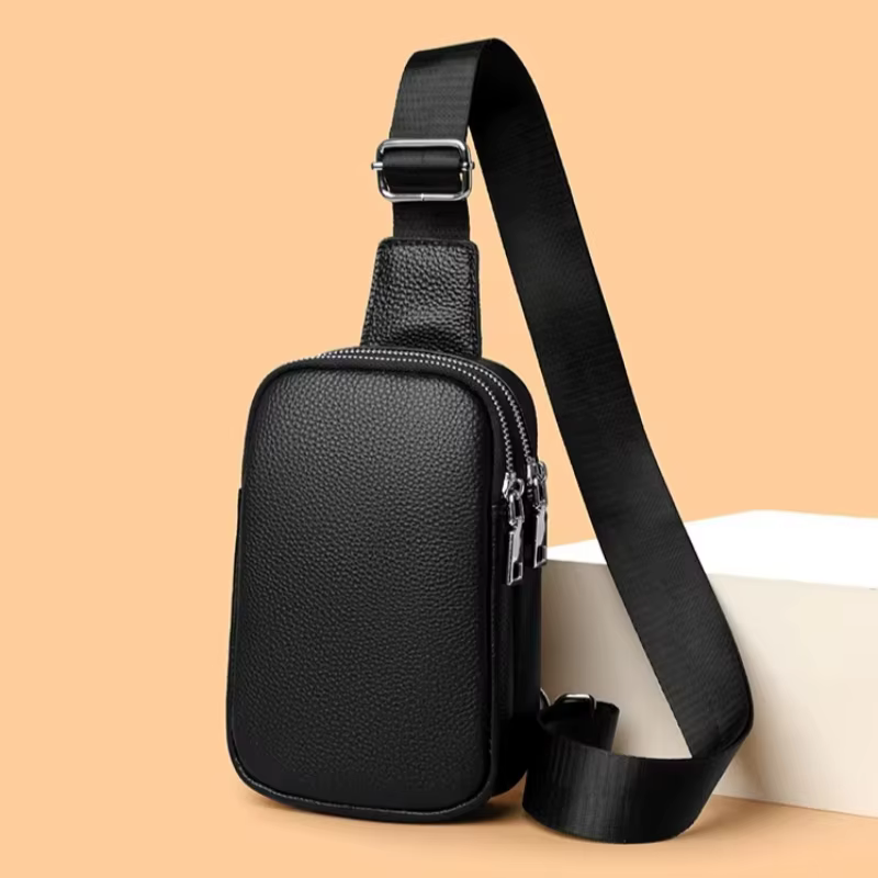 Sac de Poitrine en Cuir Véritable de Luxe pour Femme