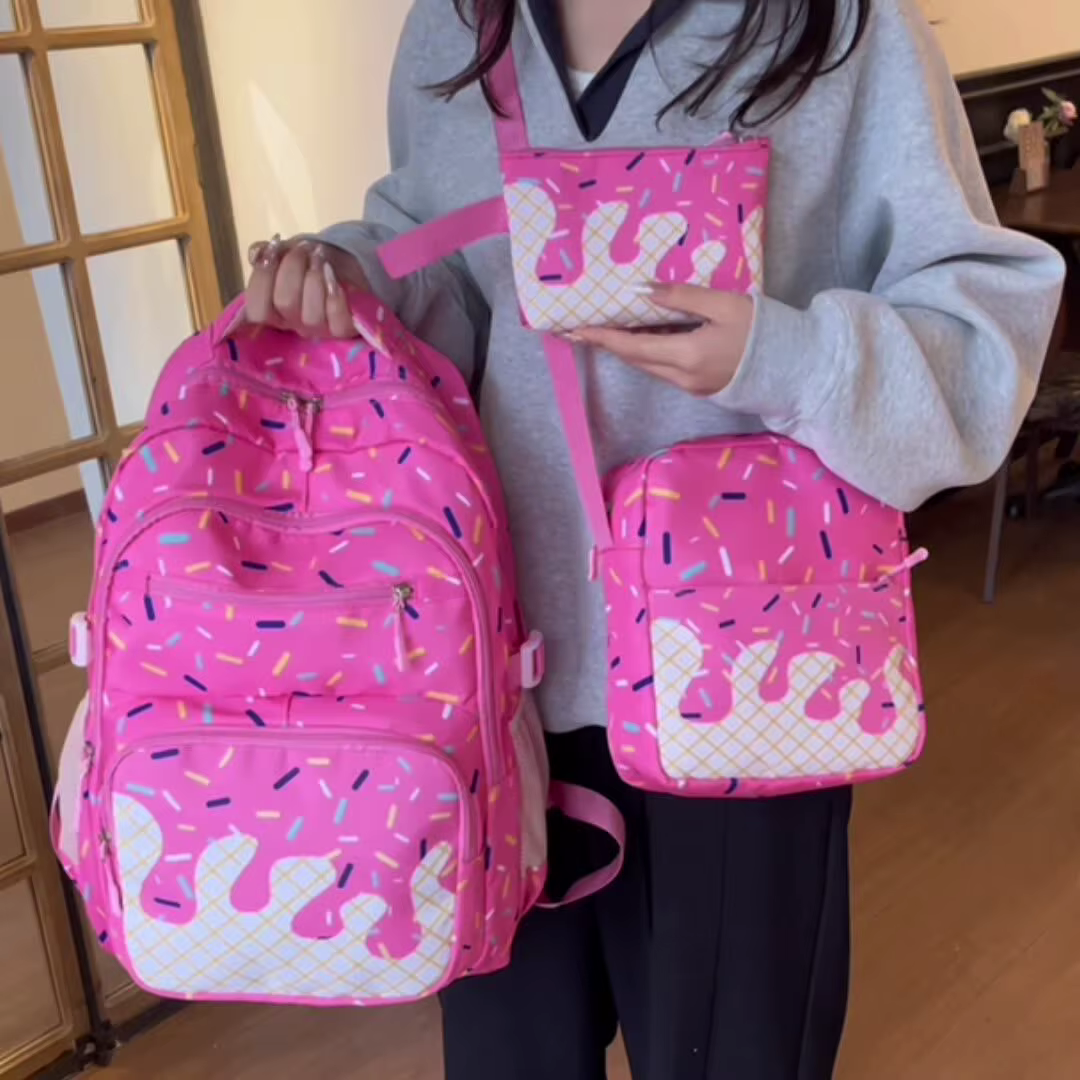 Nouvelle série de sacs d'école 3 pièces style collège pour filles