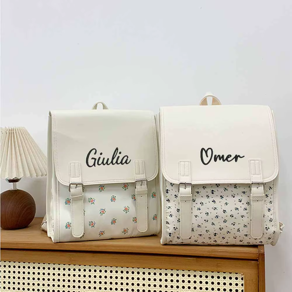 Ins petit sac à dos en PU à fleurs