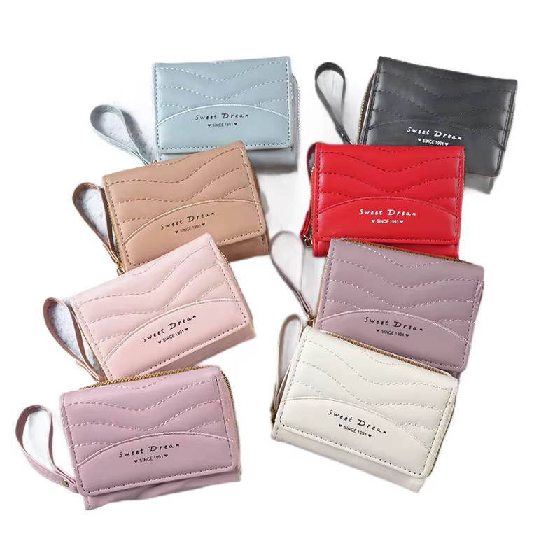 Nouveau style – Mini porte-monnaie pour femme en cuir PU avec fermeture éclair
