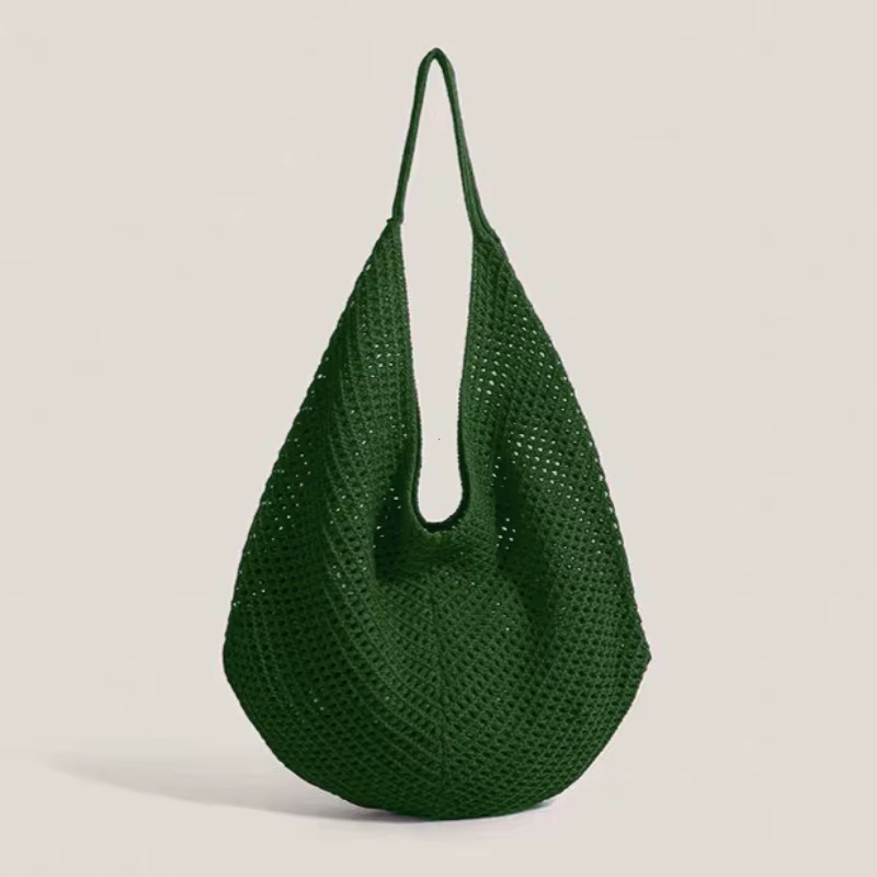 Sacs à bandoulière tissés ajourés grande capacité, sacs sous le bras en tricot, sacs fourre-tout en crochet solide, sacs de plage en maille d'été, sacs à main tendance pour femmes