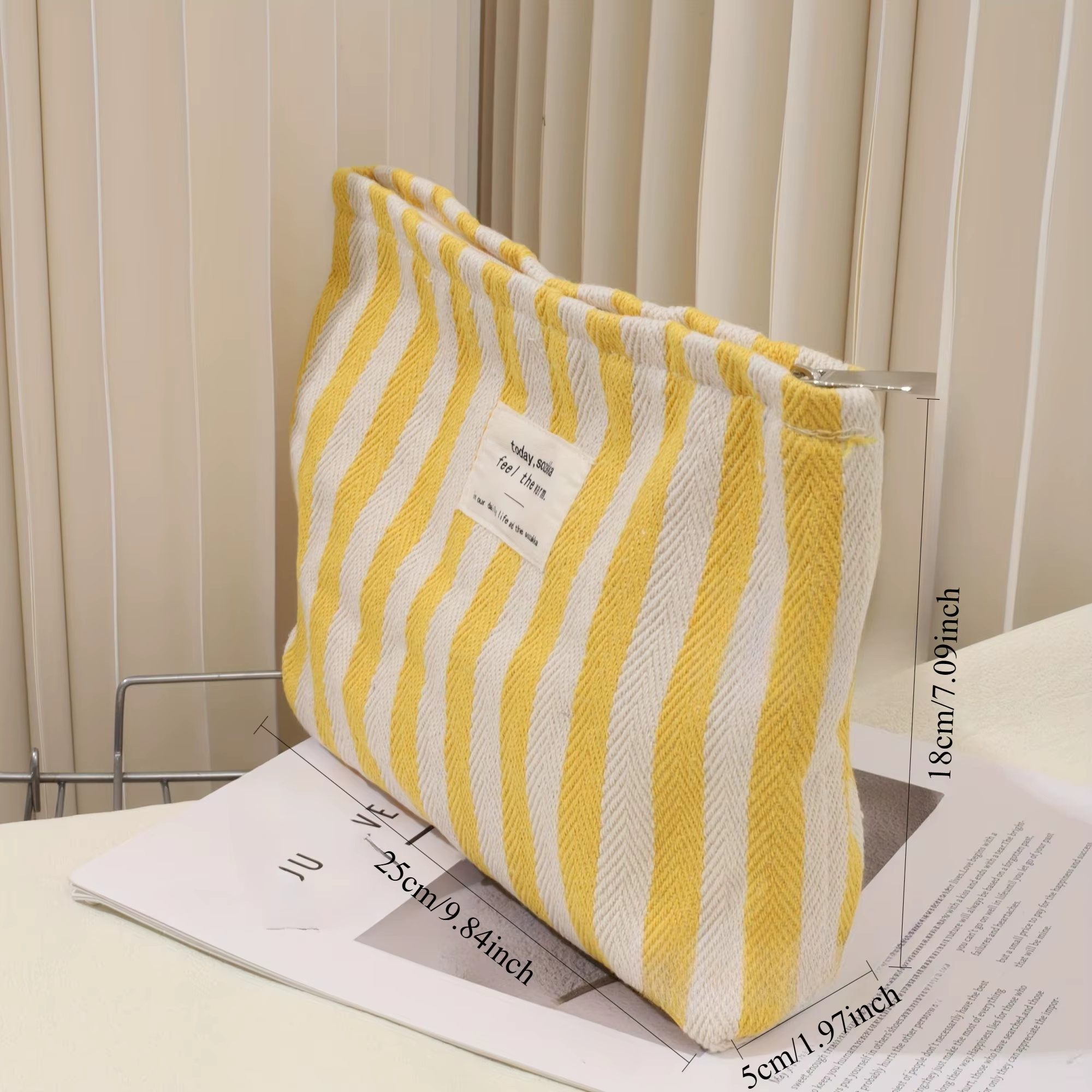 Trousse de maquillage rayée personnalisée