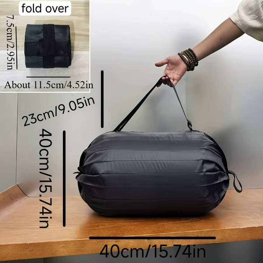 1 sac de courses portable noir à fermeture éclair de grande capacité