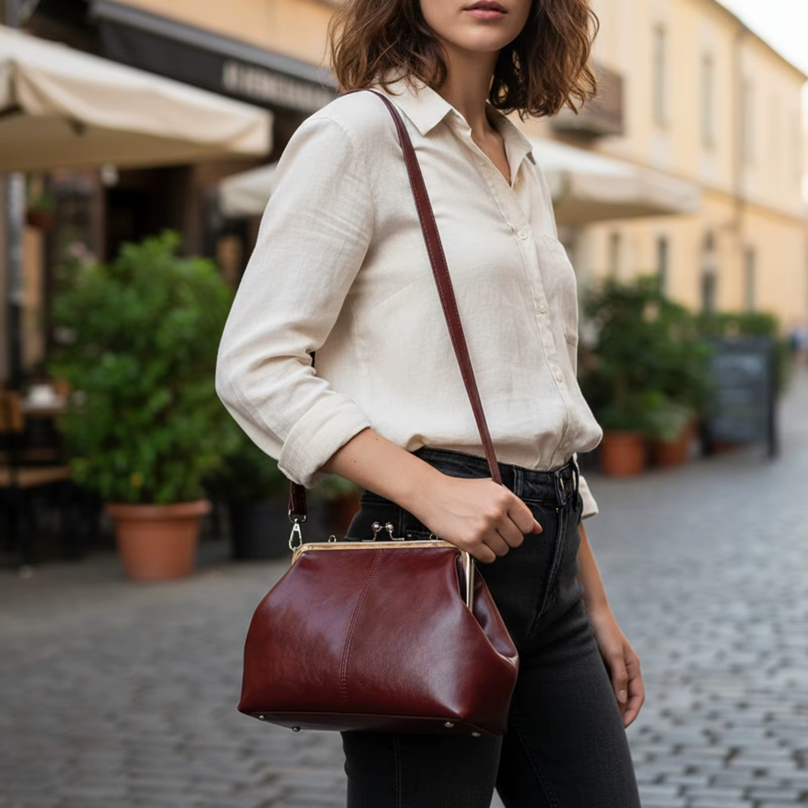 Sac à bandoulière rétro en cuir PU pour femmes