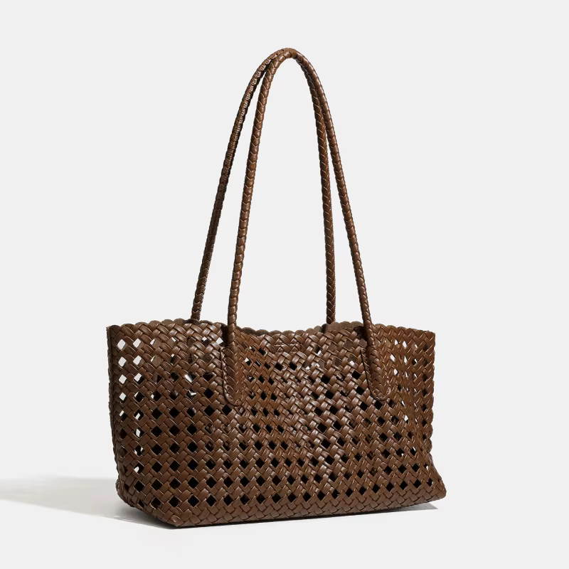Sac fourre-tout tissé vert citron avec pochette