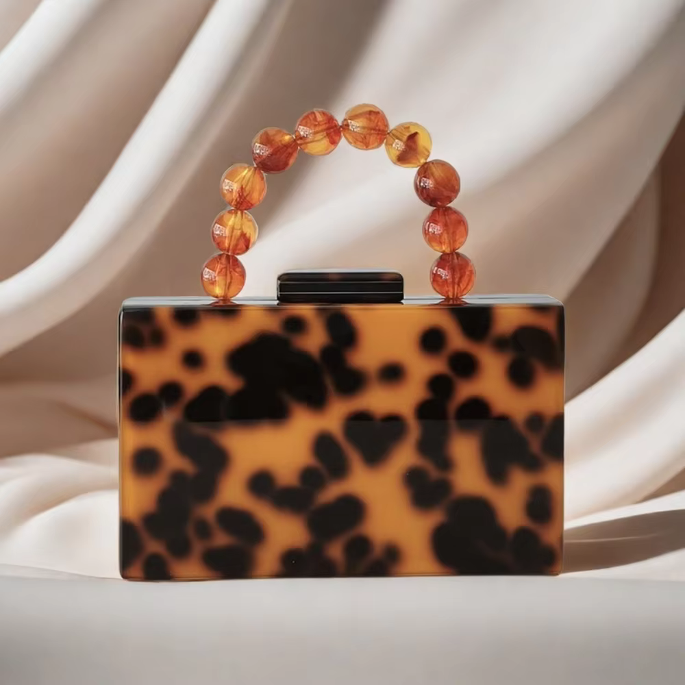 Sac à main nacré de luxe léopard