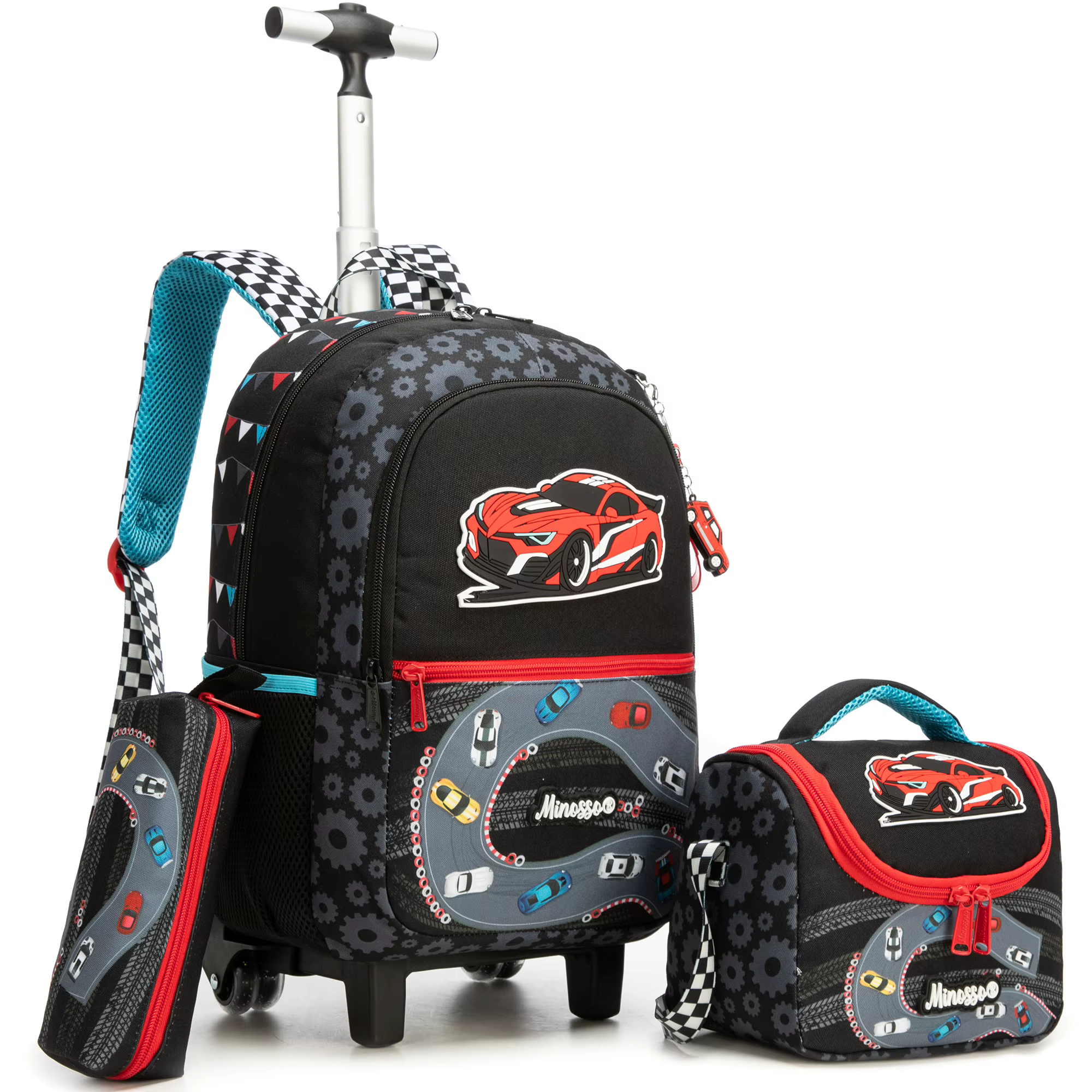 Sac à dos roulant pour filles avec boîte à déjeuner