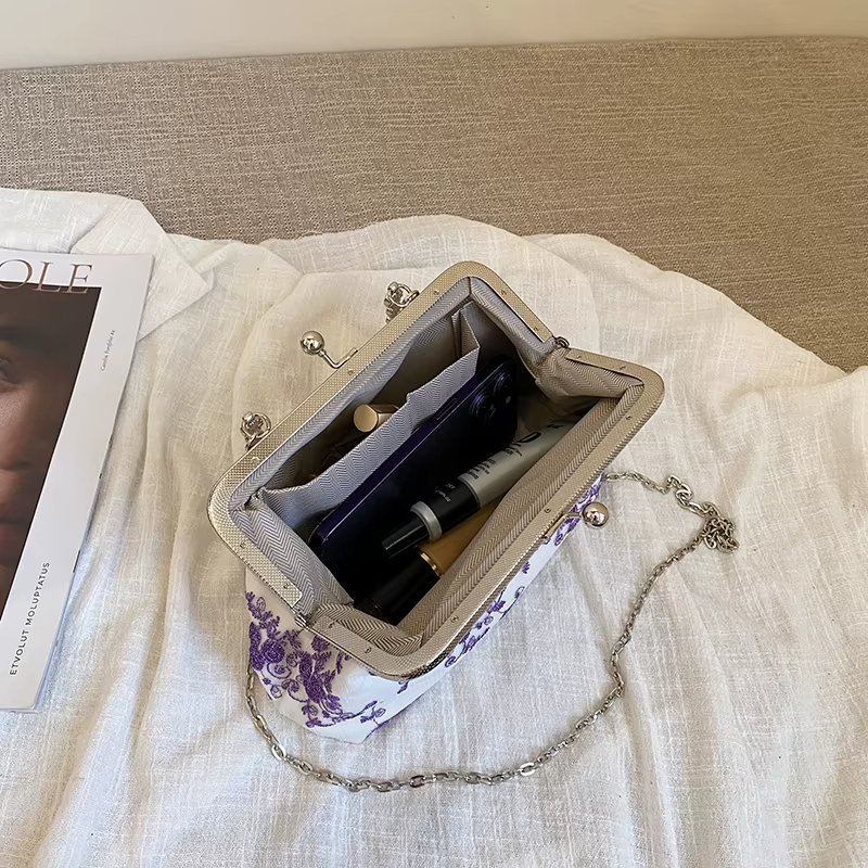 Luxe dentelle Fbric femmes sac de soirée chaîne épaule sac de messager coquille pince concepteur sac à main mode sac