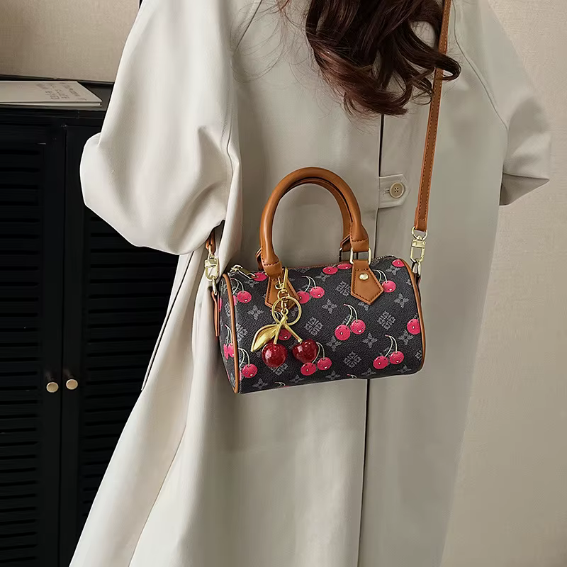 Sac Boston à imprimé cerises mignon