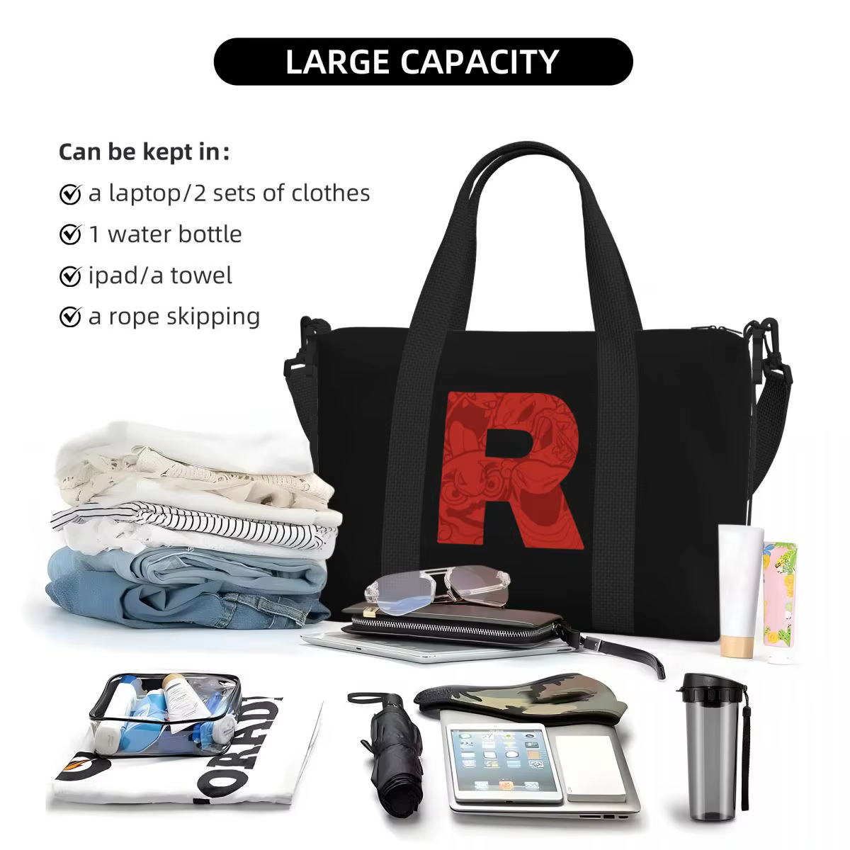Sac de voyage de plage avec Logo lettre R Team Rocket