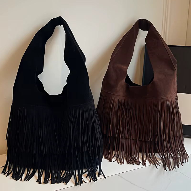 Sac fourre-tout à franges pour femme Perfect Lily avec fermeture et détails festonnés