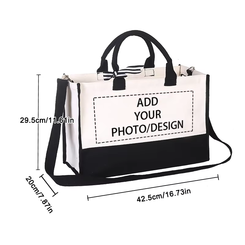 Sac fourre-tout personnalisé pour femmes – Sac à main avec logo personnalisé/texte avec bretelles