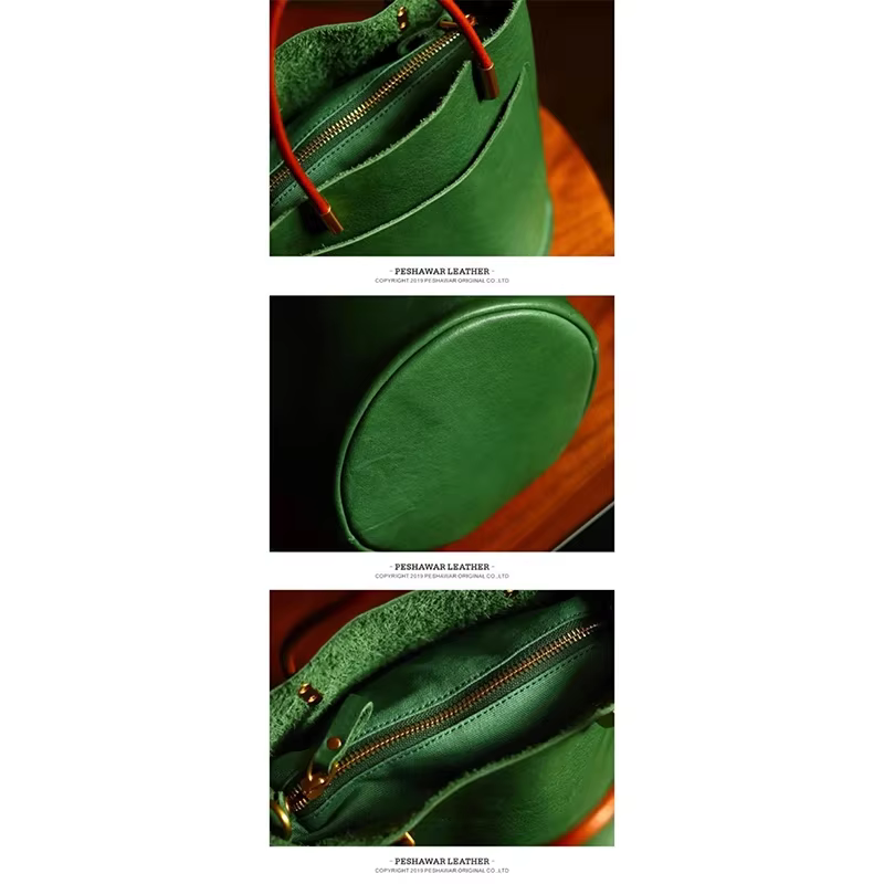 Sac seau vert japonais tendance en cuir PU