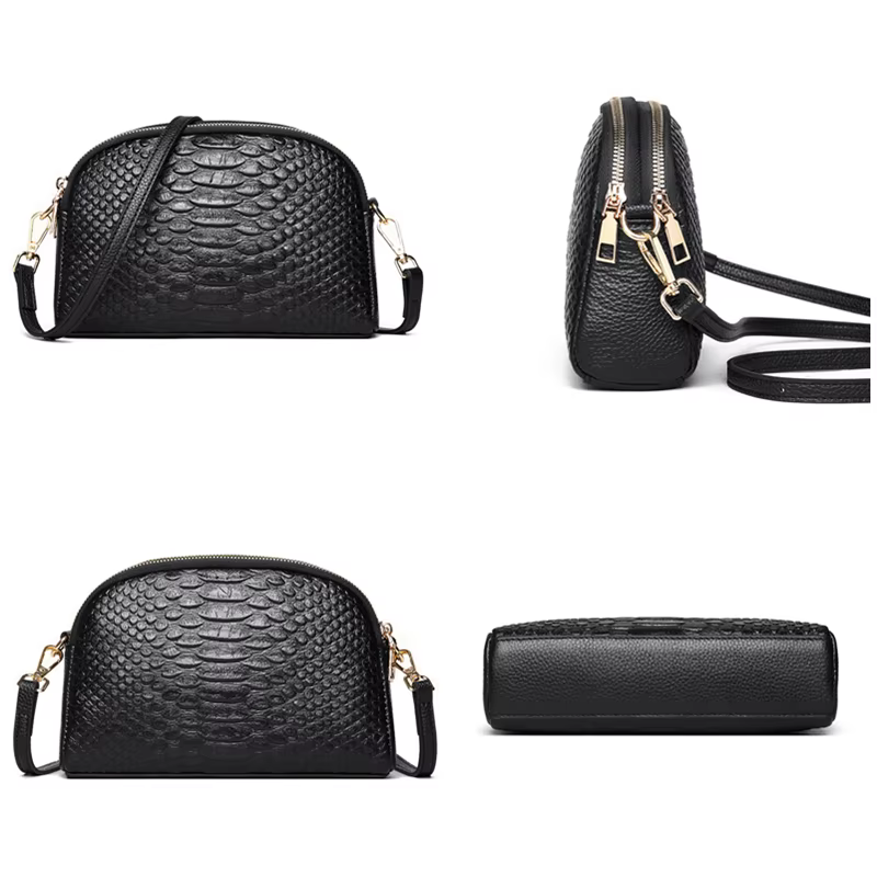 Sac à bandoulière en cuir véritable motif Crocodile pour femmes