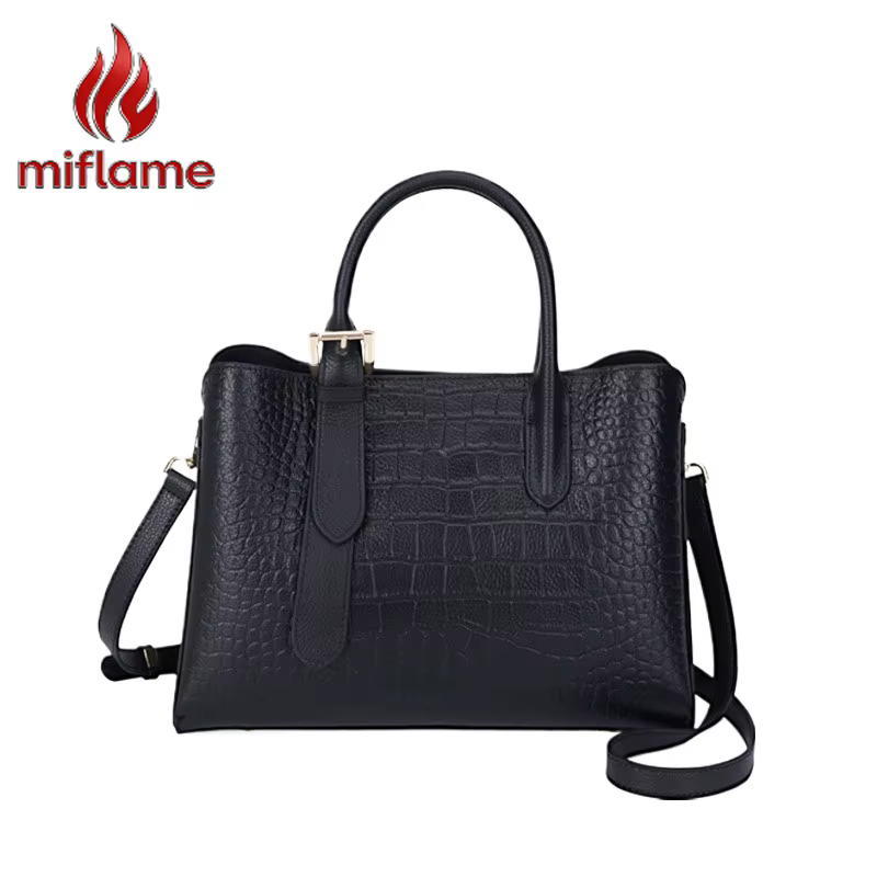 Sac à main en cuir véritable à grain de pierre