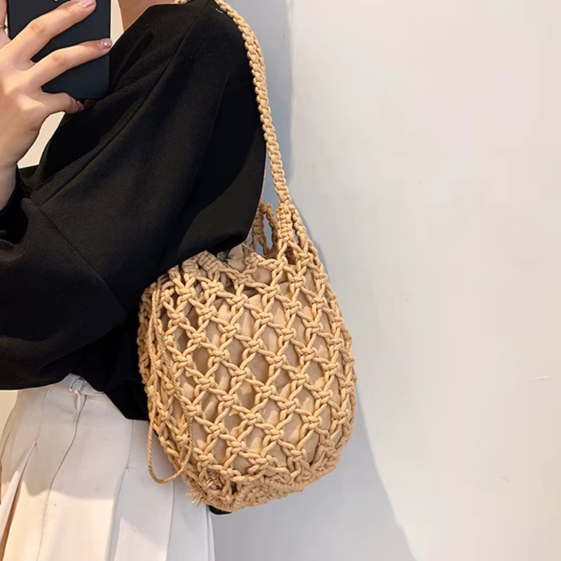 Sacs seau d'été en paille pour femmes