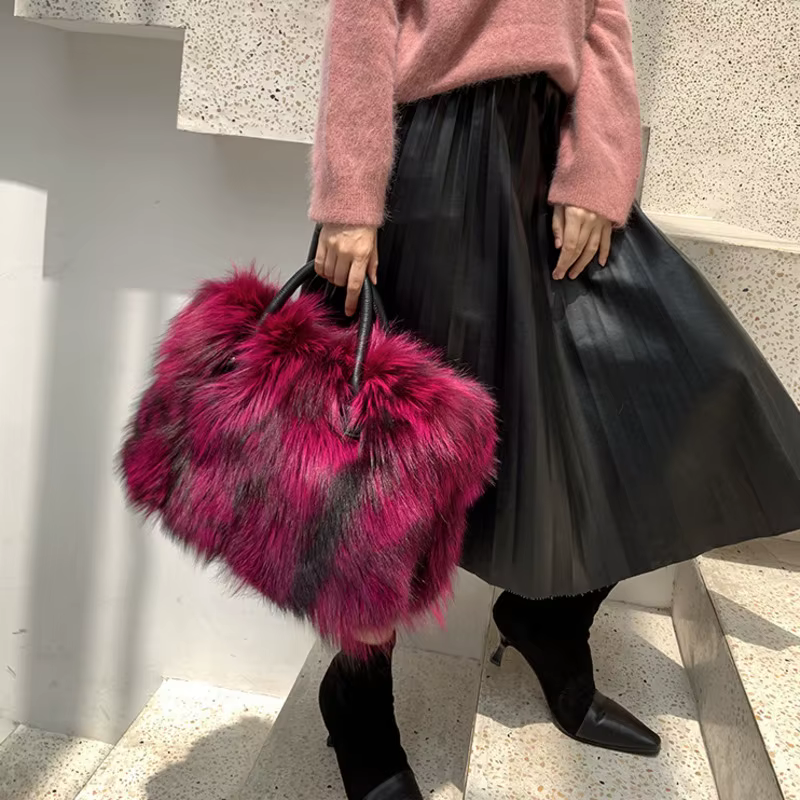 Sac à Main en Fourrure de Renard group pour Femme