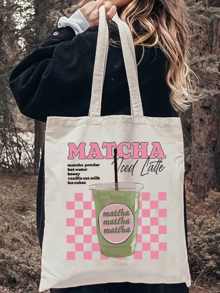 Sac fourre-tout en toile à motif Matcha Latte