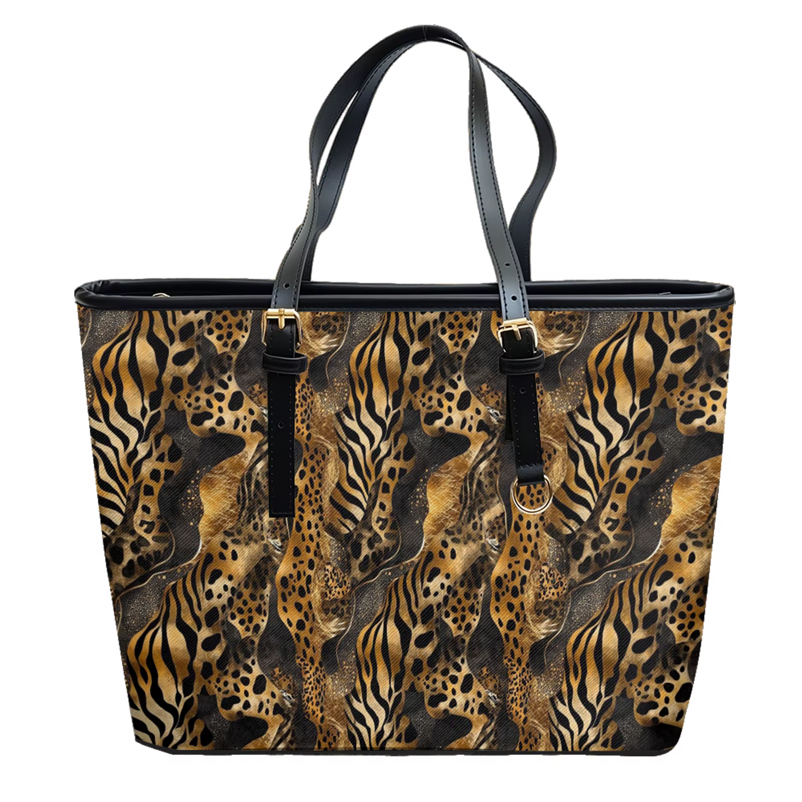 Sac à bandoulière en cuir PVC Oxford imprimé léopard doré