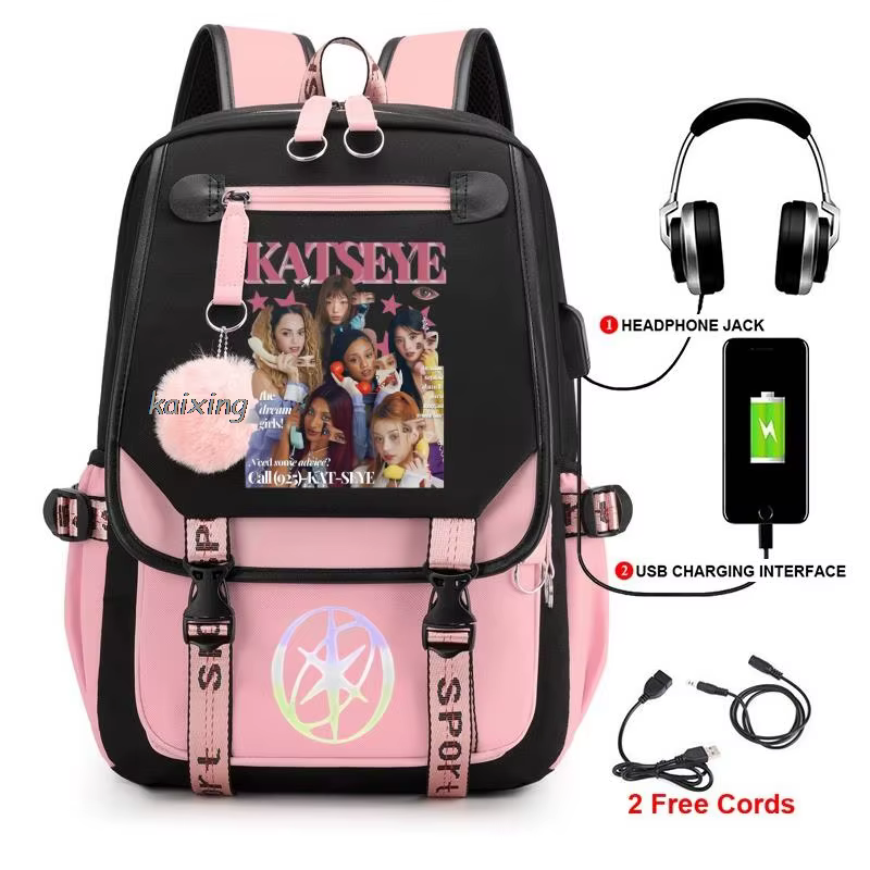 Kawaii chaud Katseye drôle impression sacs à dos doux capacité étudiant cartable collège