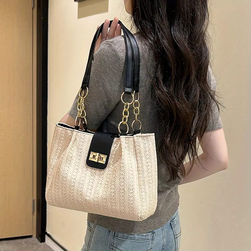 Nouveau Mori mode femmes sac à main rétro tissé sac fourre-tout simple grande capacité épaule sac