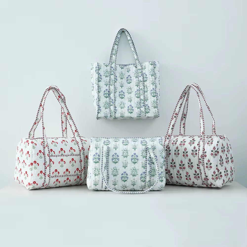 Sac fourre-tout matelassé à fleurs pour femmes