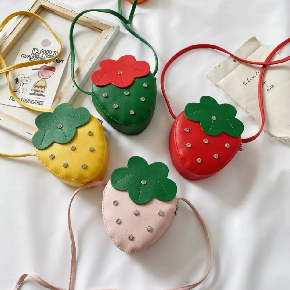 1 pièces enfants petit sac fraise sac à bandoulière mignon petite fille zéro portefeuille polyvalent mode sac
