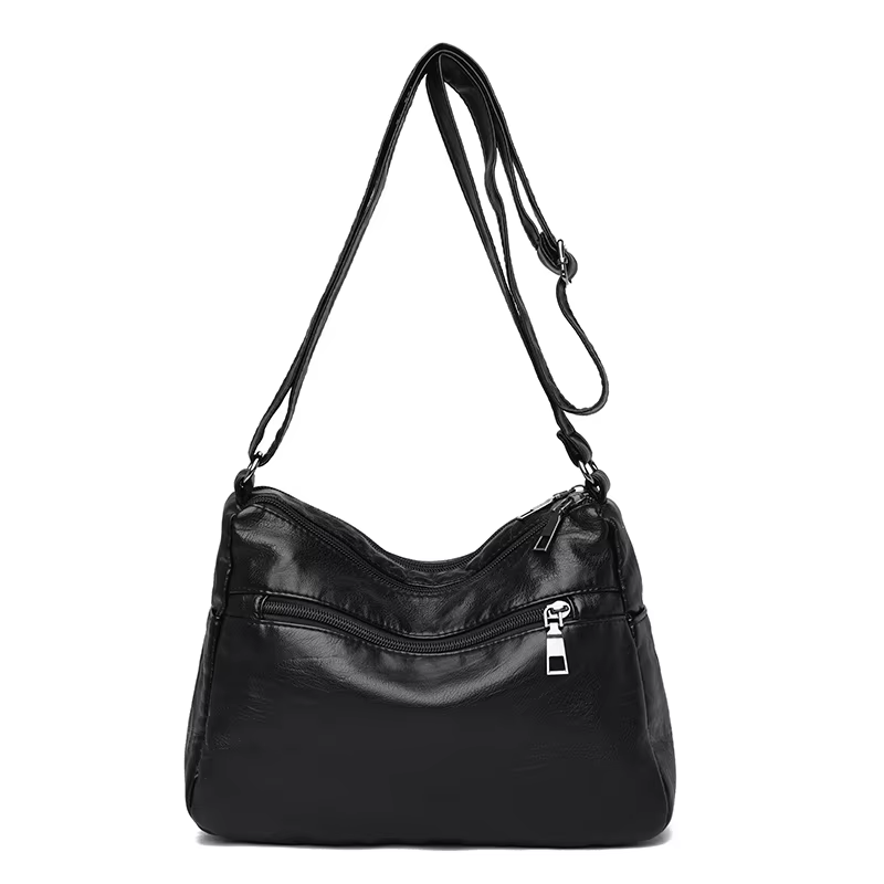 Sac bandoulière noir, sac de voyage avec bretelles réglables et compartiment zippé