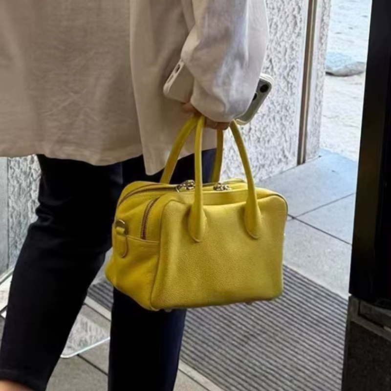 Sac Bowling Jaune Texture Litchi Printemps-Été 2026