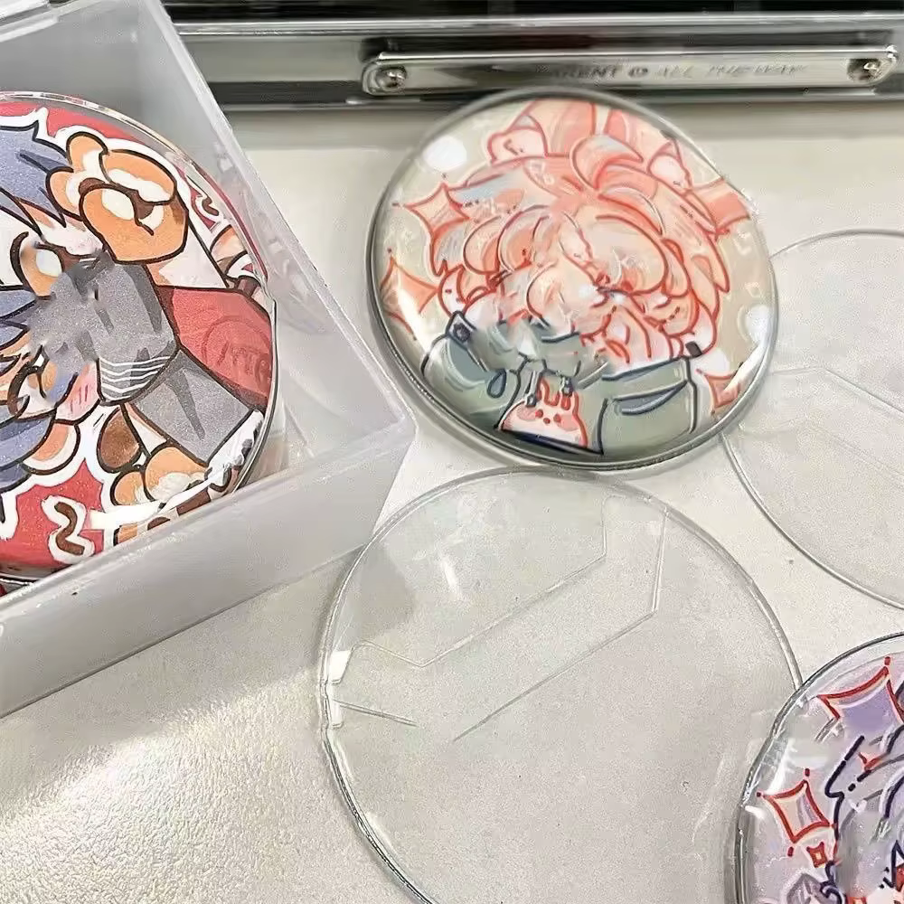 Protecteur de Badge Ita, 5 pièces, étui à épingles, Anime, manchon d'affichage de Badge Transparent, manchon de protection de Badge rond en PVC, affichage de marchandises
