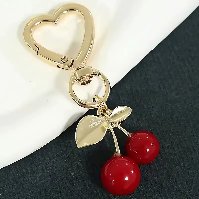 Breloque de sac en forme de cœur en fleur de cerisier