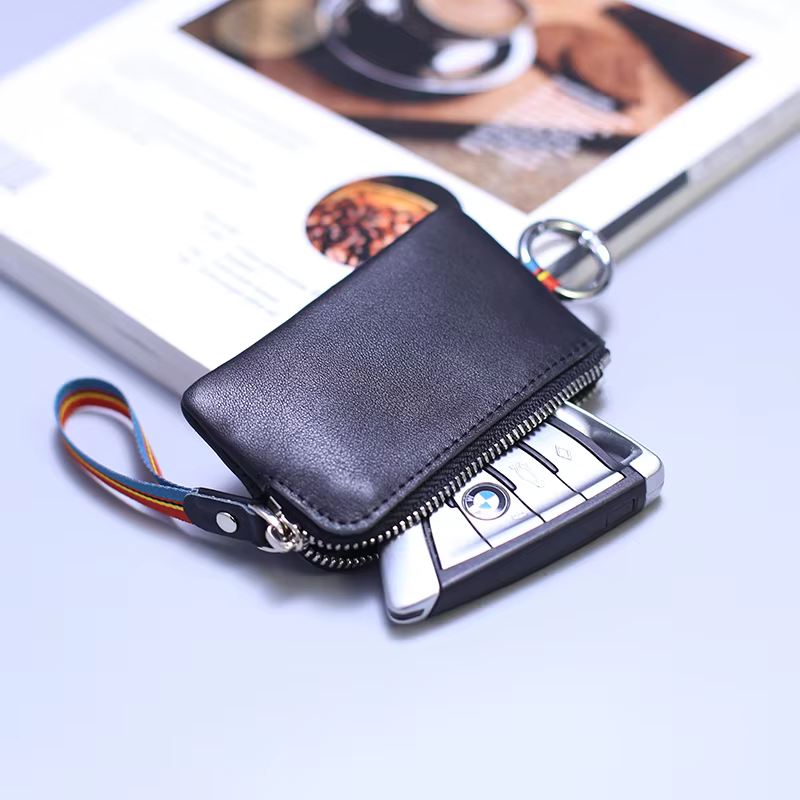 Mini sac à main pour hommes portefeuille femmes en cuir véritable fermeture éclair marque courte dame petit étui à clés