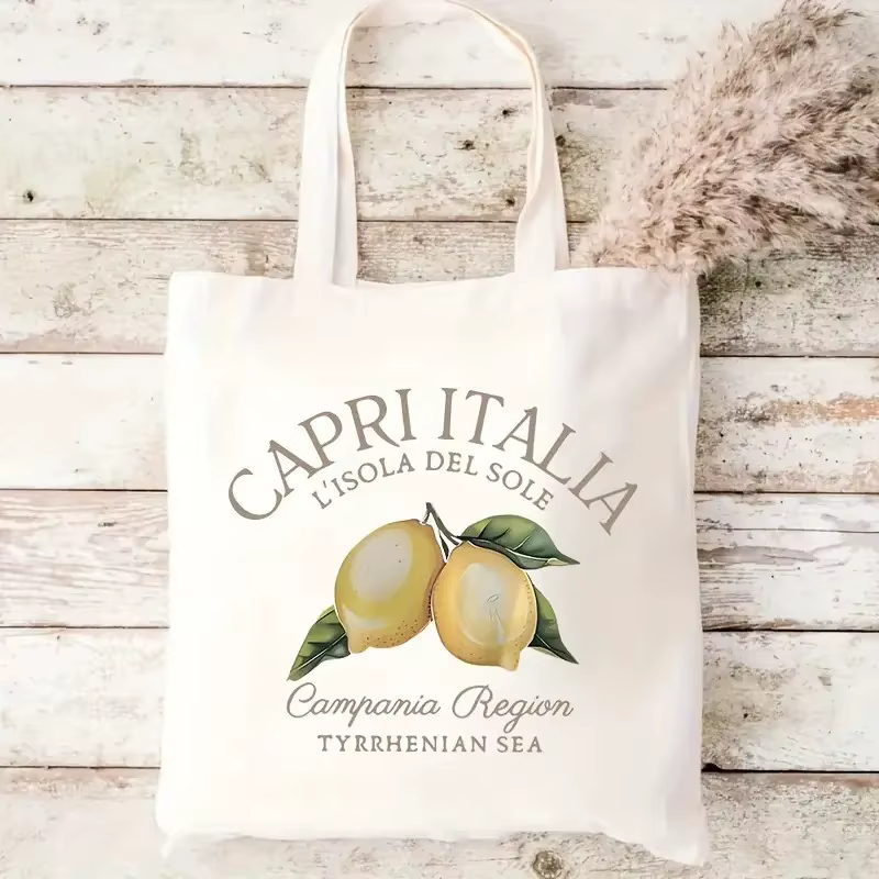 Sac fourre-tout en toile La Dolce Vita au citron