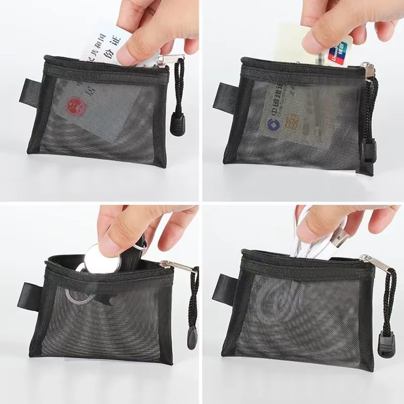 Mini porte-monnaie en Nylon transparent à fermeture éclair