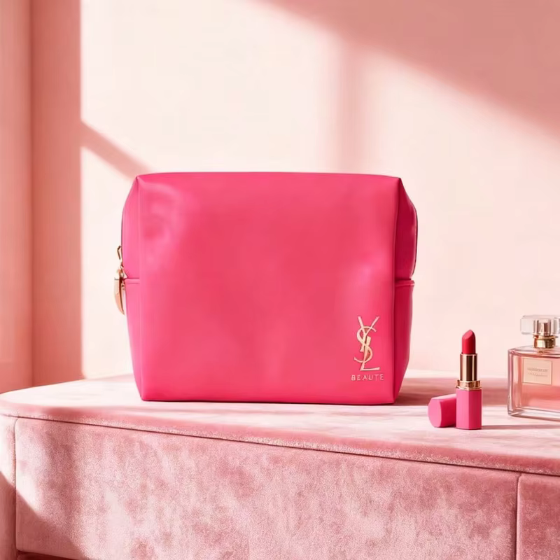 Sac cosmétique multifonctionnel YSL rose vif