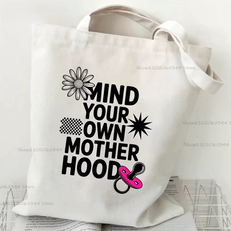 Sac à bandoulière en toile décontracté pour femme avec imprimé minimaliste « Messy Bun & Getting Stuff Done » – Humour et mode