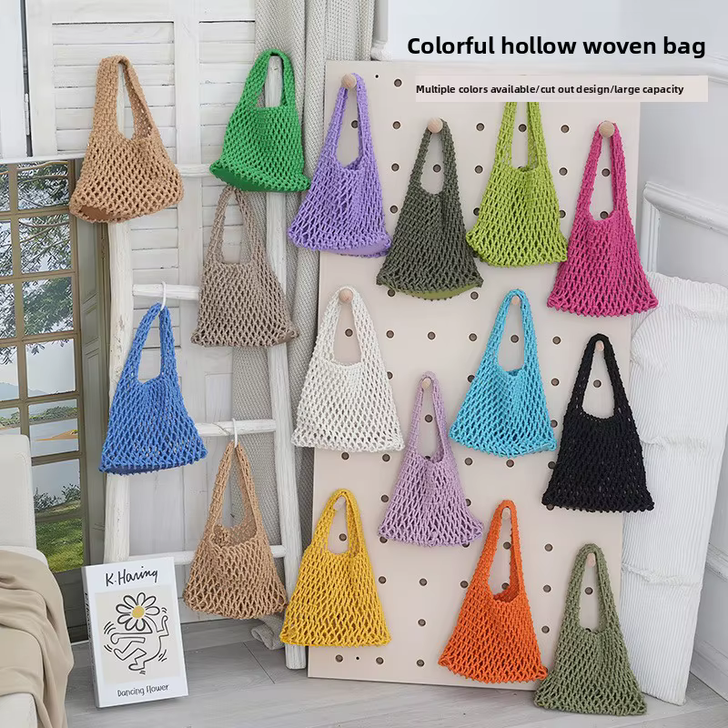 Sac fourre-tout en macramé ajouré style bohème