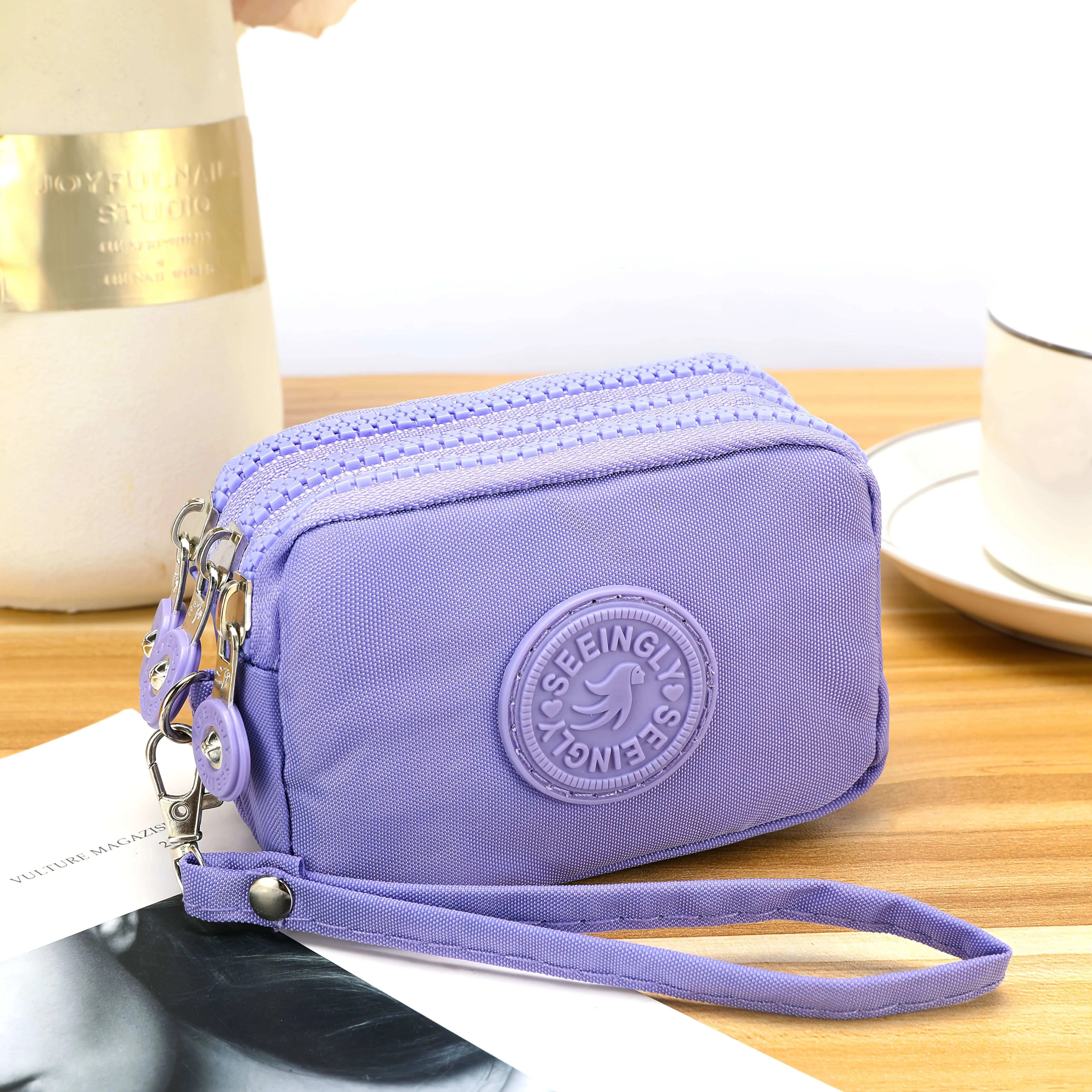 1 mini porte-monnaie en nylon facile à utiliser - une mini pochette à clés avec trois fermetures éclair, idéale pour les femmes comme petit portefeuille facile à gérer