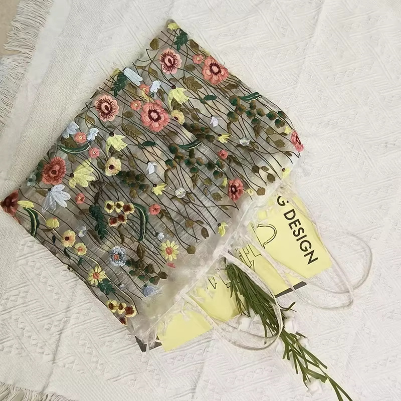 Shopping dentelle main rétro fleur brodé sac à bandoulière femmes