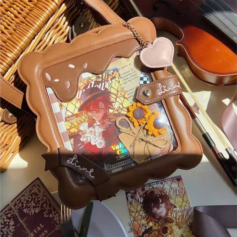 Doux mignon dessin animé Biscuit sac à main femmes grande capacité Transparent