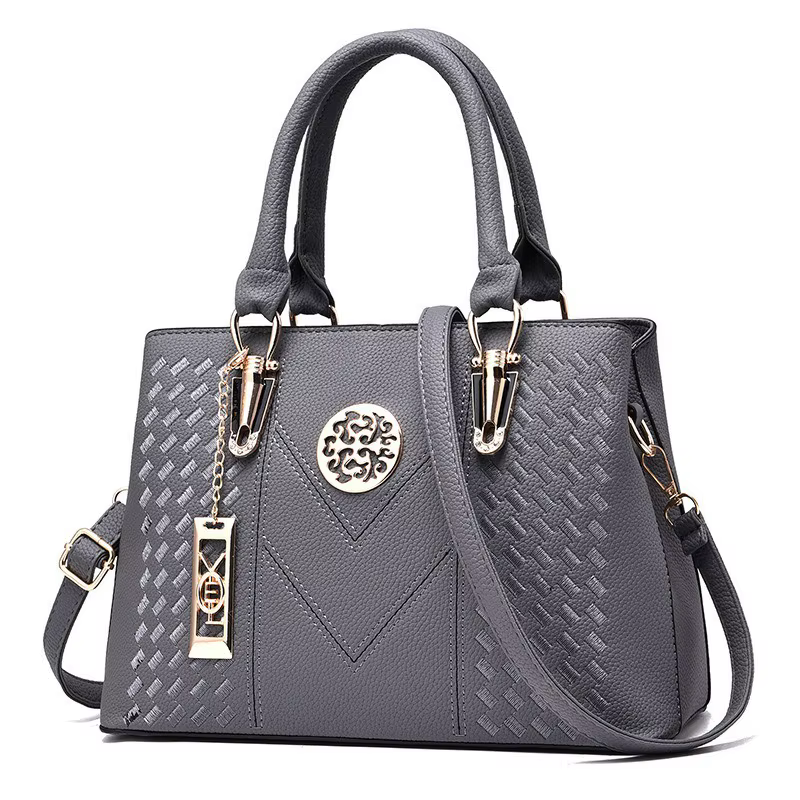 Sac fourre-tout en simili cuir gaufré à points en V pour femme