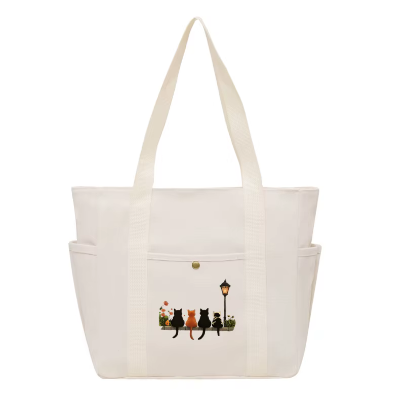 Filles femmes graphique sac fourre-tout grande capacité dessin animé épaule mignon chat Shopper sacs à main