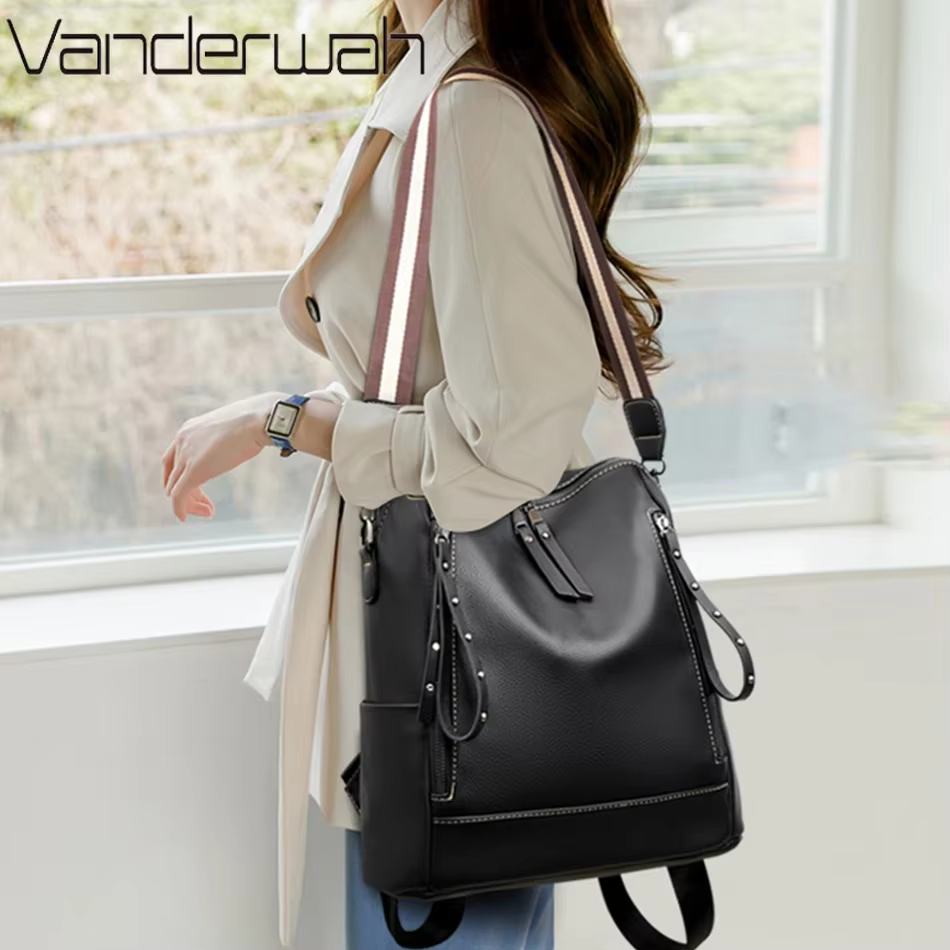 Sac à Dos de marque de luxe en cuir souple, étanche, Style Preppy, Sac multifonction pour jeunes étudiants