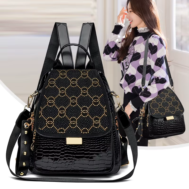Sac à dos de luxe en cuir ciré à l'huile pour femmes