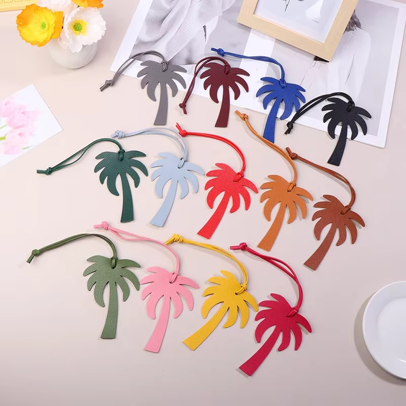 Pendentif de sac en cuir en forme d'arbre de coco