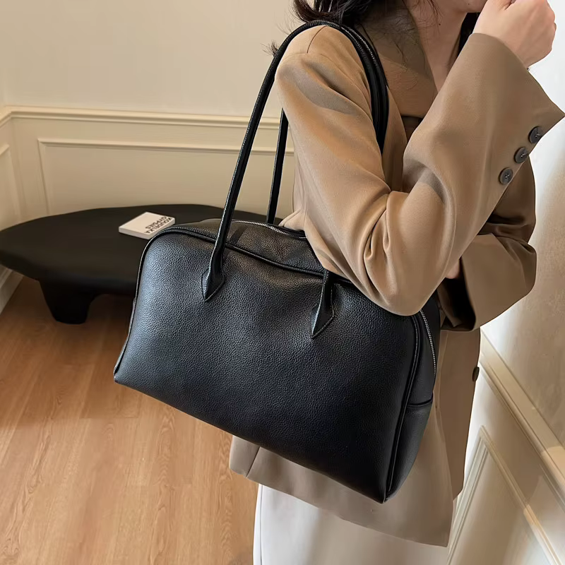 Sac fourre-tout rétro style universitaire grande capacité pour femme