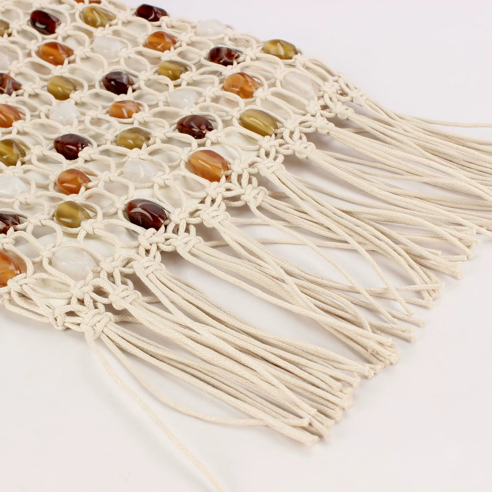 Sac à bandoulière perlé à pompons