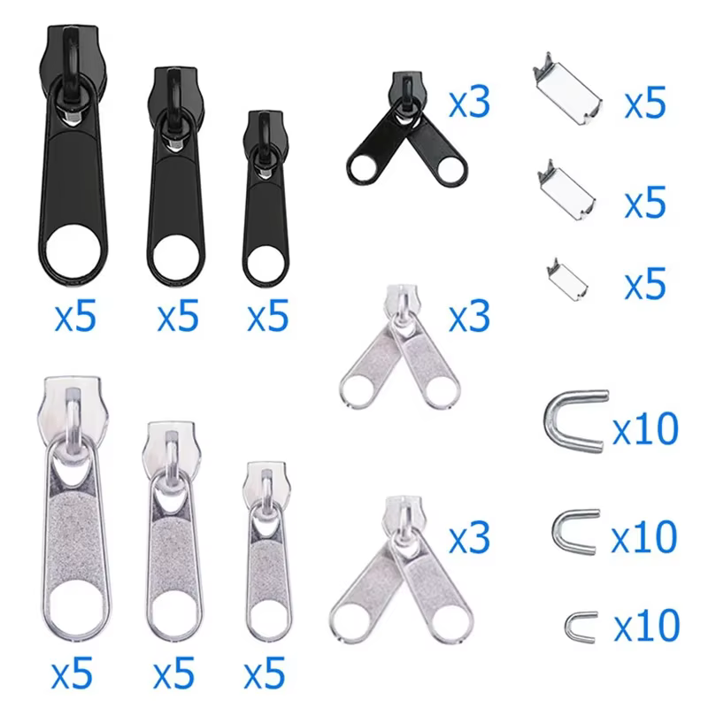 Kit de réparation de fermetures éclair 85 pièces/ensemble – Tête de curseur et tirette universels