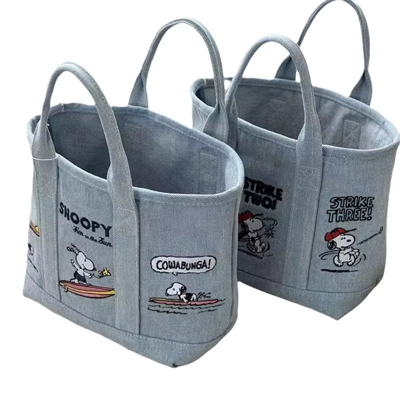 Nouveau Sac en Toile Brodé Kawaii Snoopy 2026 – Série Cartoon Portable pour Étudiants, Sac à Bento, Sac de Bureau et de Transport Quotidien